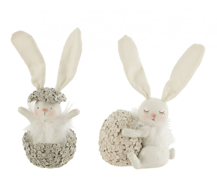 Set 2ks dekorace králíček s květovanými vajíčky - Ø 8*19/ 11*8*18 cm