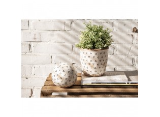 Béžový keramický obal na květináč se srdíčky Hearti M - Ø 14*13 cm