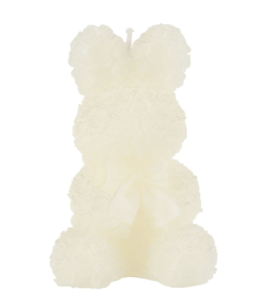Bílá růžičková svíčka ve tvaru králíčka Rabbi Rose - 7*7*12 cm/ 8h