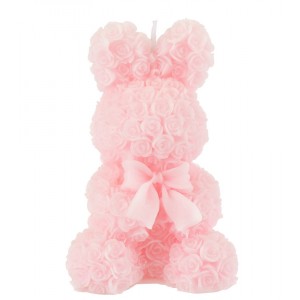 Růžová růžičková svíčka ve tvaru králíčka Rabbi Rose - 7*7*12 cm/ 8h