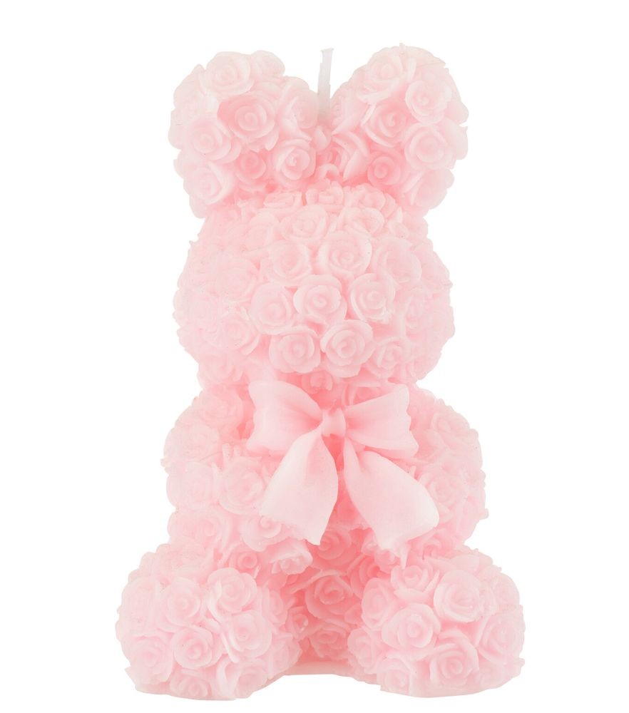 Růžová růžičková svíčka ve tvaru králíčka Rabbi Rose - 7*7*12 cm/ 8h