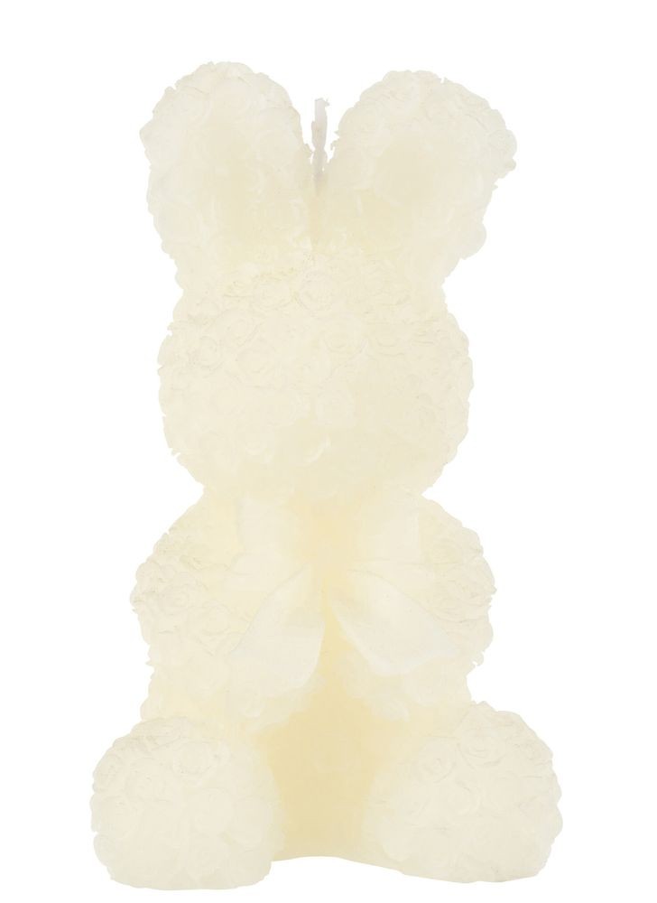 Bílá růžičková svíčka ve tvaru králíčka Rabbi Rose - 9*9*16 cm/ 15h J-Line by Jolipa