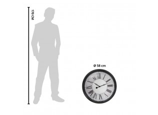 Černé antik nástěnné hodiny - Ø 58*8 cm / 1*AA
