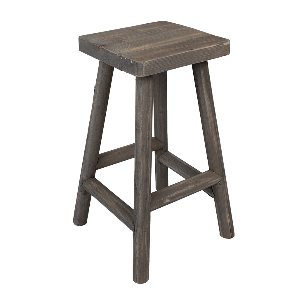Hnědý antik dřevěný stolek na květiny - 30*30*58 cm 6H2360