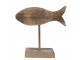 Hnědá antik dřevěná dekorace ryba na podstavci - 20*8*20 cm
