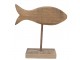 Hnědá antik dřevěná dekorace ryba na podstavci - 20*8*20 cm