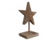 Hnědá antik dřevěná dekorace hvězda na podstavci - 15*8*21 cm