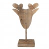 Hnědá antik dřevěná dekorace hlava sob na podstavci - 16*8*25 cm