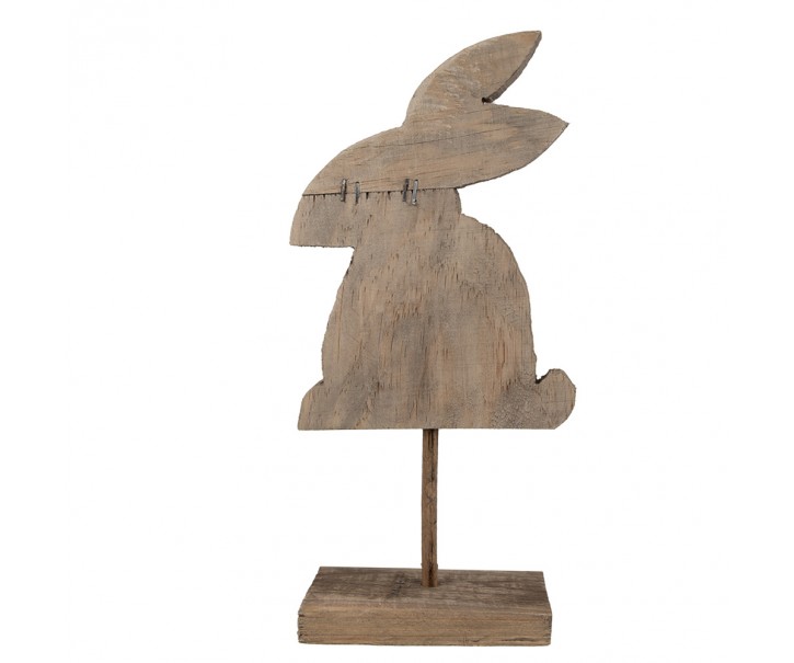 Hnědá antik dřevěná dekorace králík na podstavci - 14*8*30 cm