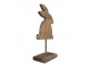 Hnědá antik dřevěná dekorace králík na podstavci - 14*8*30 cm