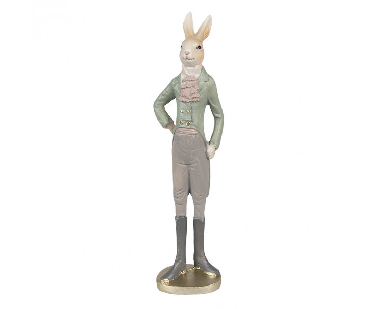 Dekorace králík elegán v zeleném fraku - 11*8*40 cm