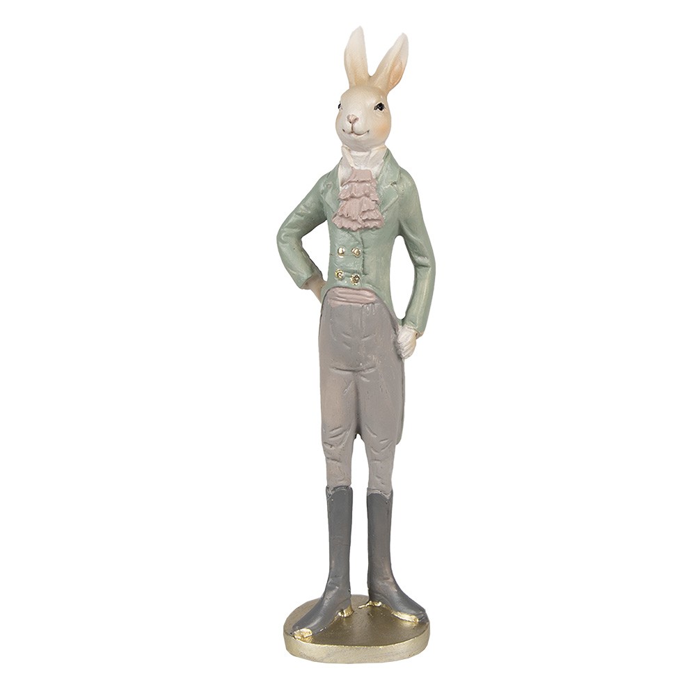 Dekorace králík elegán v zeleném fraku - 11*8*40 cm 6PR4010