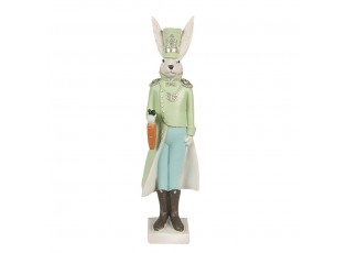Dekorace zajíc v zelené uniformě a mrkví - 7*6*23 cm