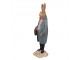 Dekorace králík v modrém kabátku a mrkvemi - 10*9*34 cm