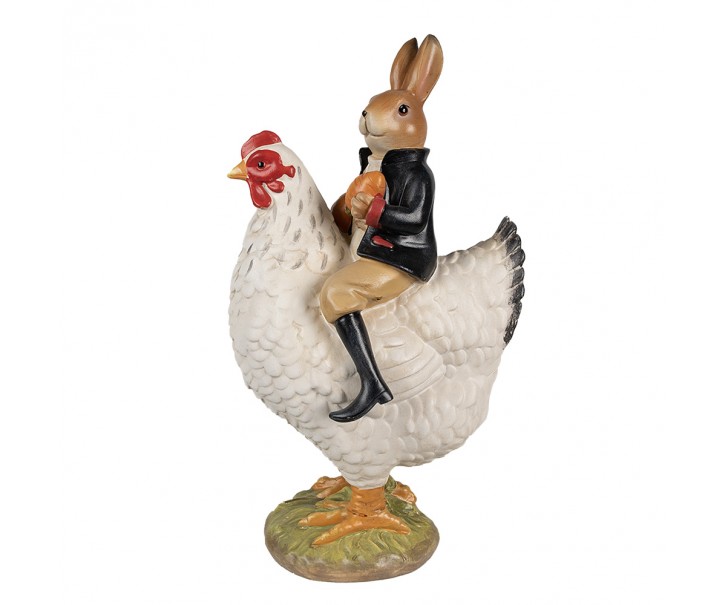 Dekorace socha králík sedící na slepičce - 20*16*35 cm