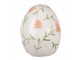 Dekorace bílé vajíčko s květy a ptáčkem - Ø 13*16 cm