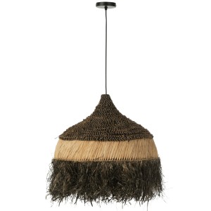Závěsné černopřírodní ratanové světlo Raffia L - Ø 50*65 cm/ E27