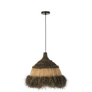 Závěsné černopřírodní ratanové světlo Raffia S - Ø 50*65 cm/ E27