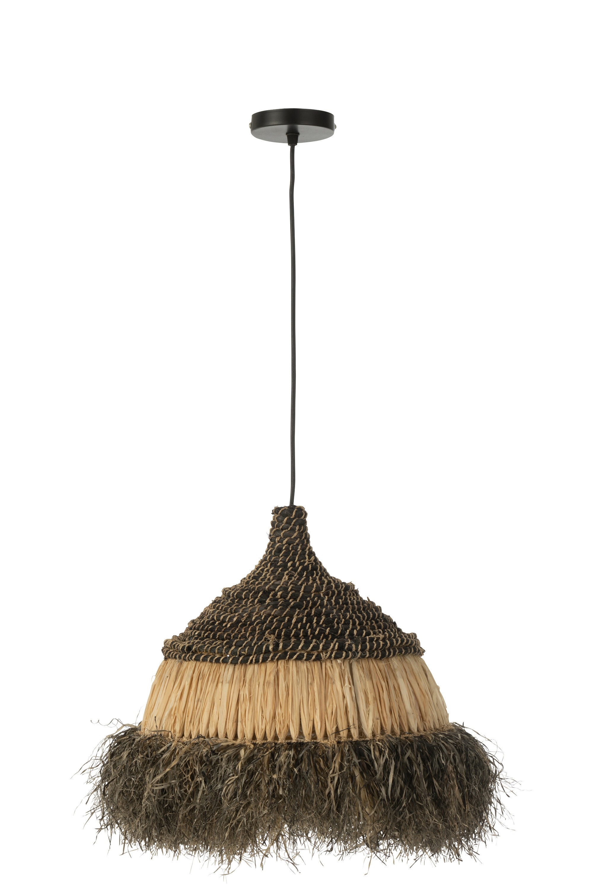 Závěsné černopřírodní ratanové světlo Raffia S - Ø 36*40 cm/ E27