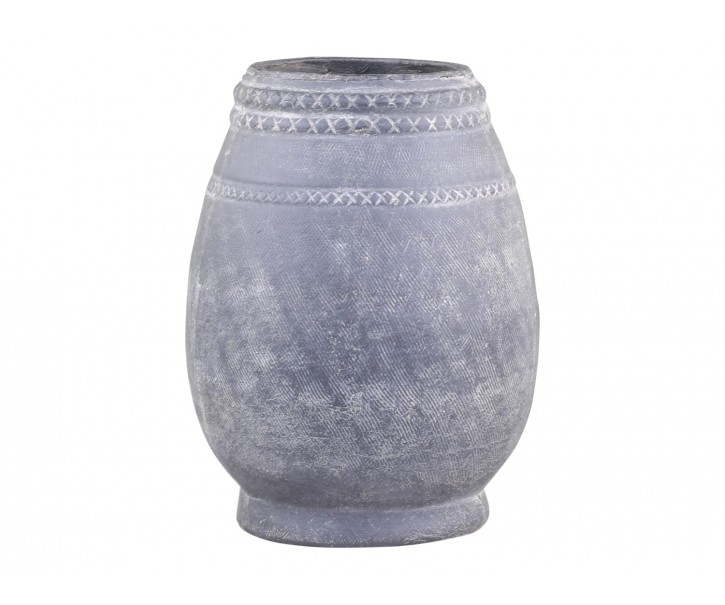 Šedá antik terakotová váza se vzorem Cholet M - Ø 19*25 cm