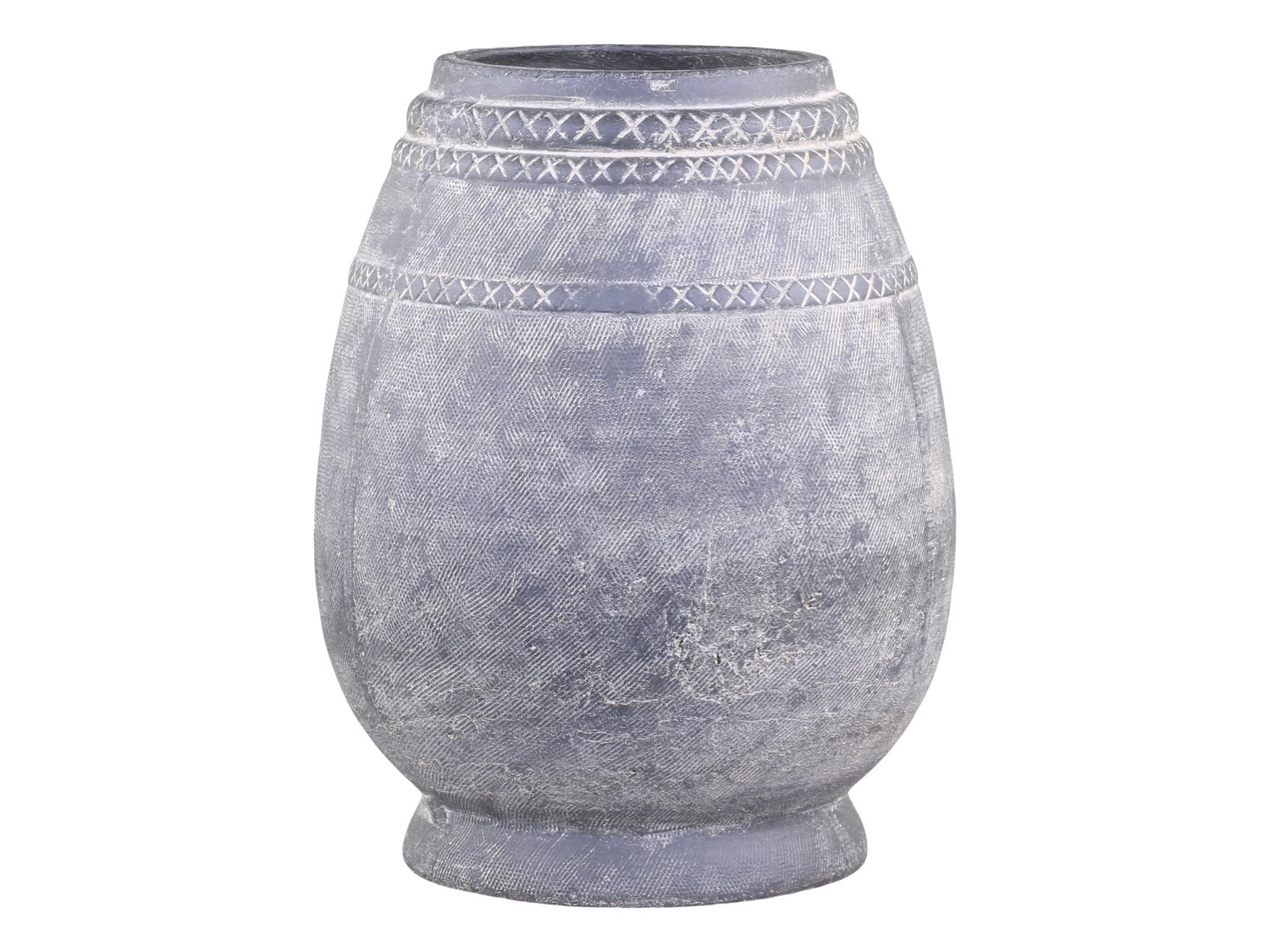Šedá antik terakotová váza se vzorem Cholet L - Ø 25*32 cm Chic Antique