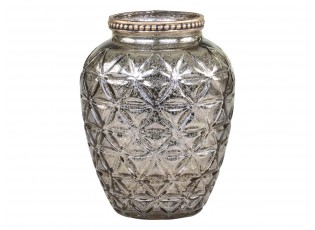 Champagne antik skleněná dekorační váza / svícen Viria - Ø 8*10 cm