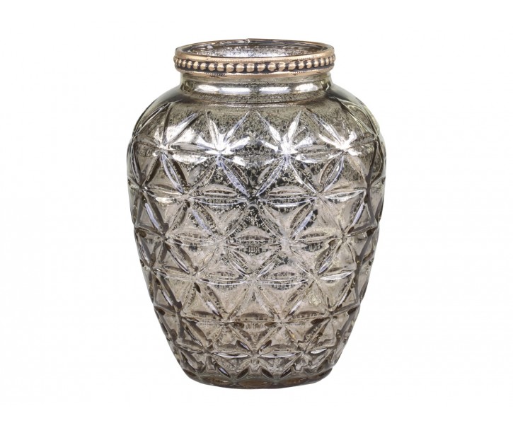 Champagne antik skleněná dekorační váza / svícen Viria - Ø 8*10 cm