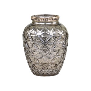Champagne antik skleněná dekorační váza / svícen Viria - Ø 8*10 cm