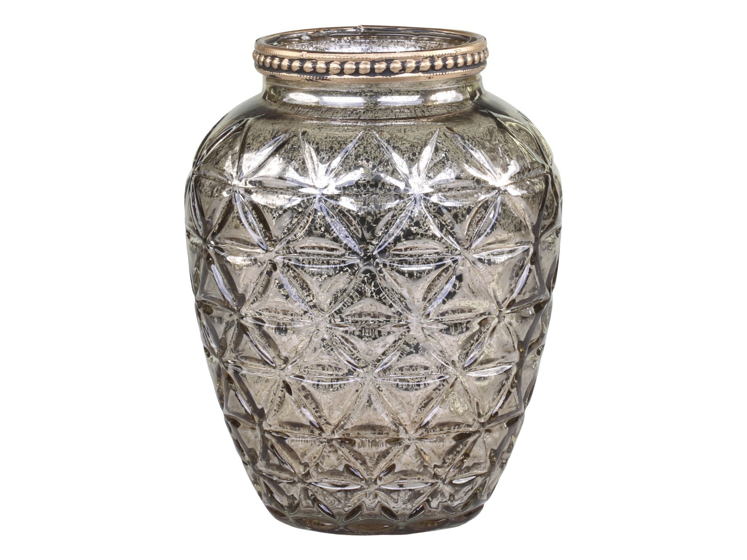 Champagne antik skleněná dekorační váza / svícen Viria - Ø 8*10 cm 74016603 (74166-03)