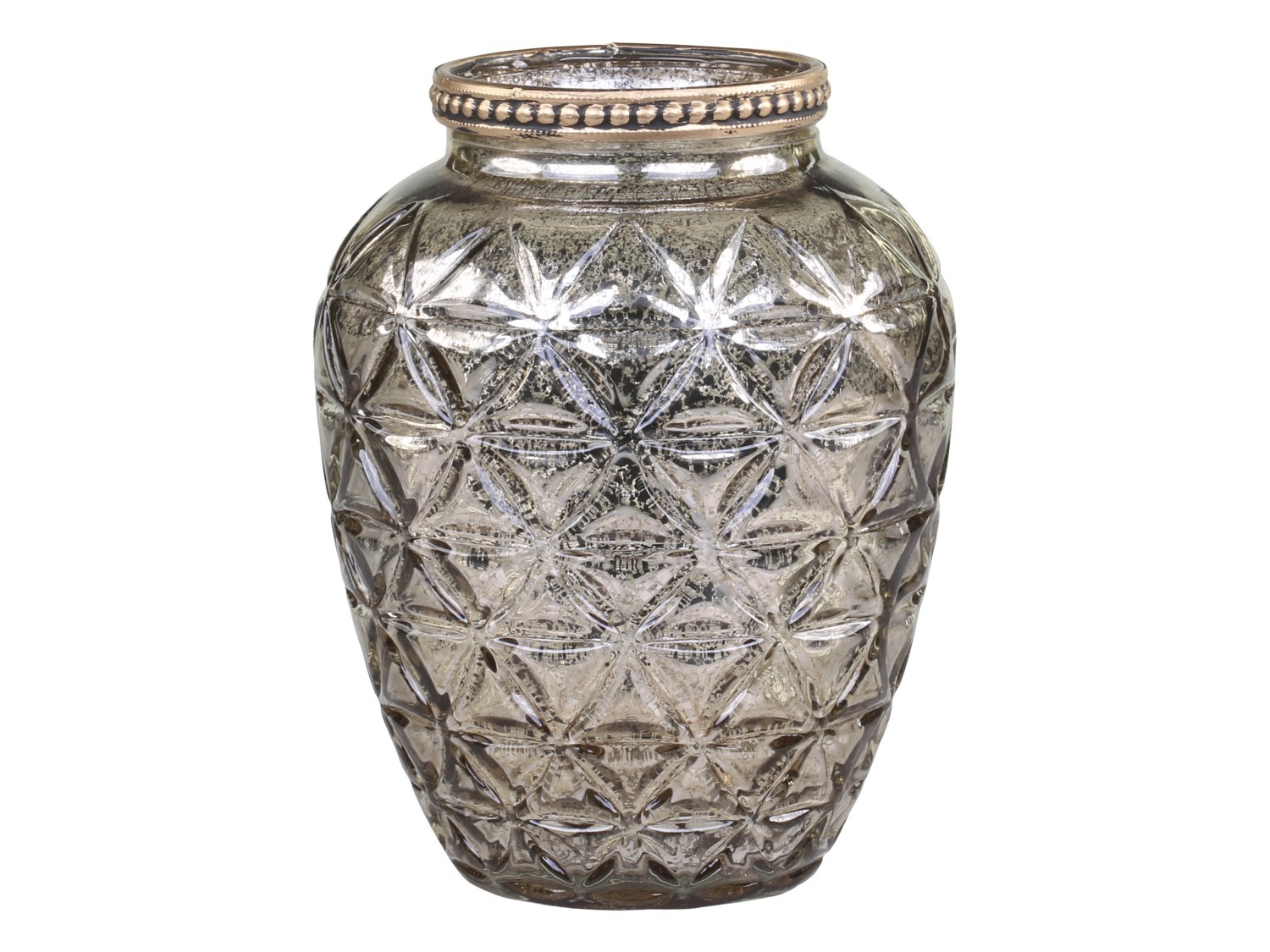 Champagne antik skleněná dekorační váza / svícen Viria - Ø 8*10 cm
