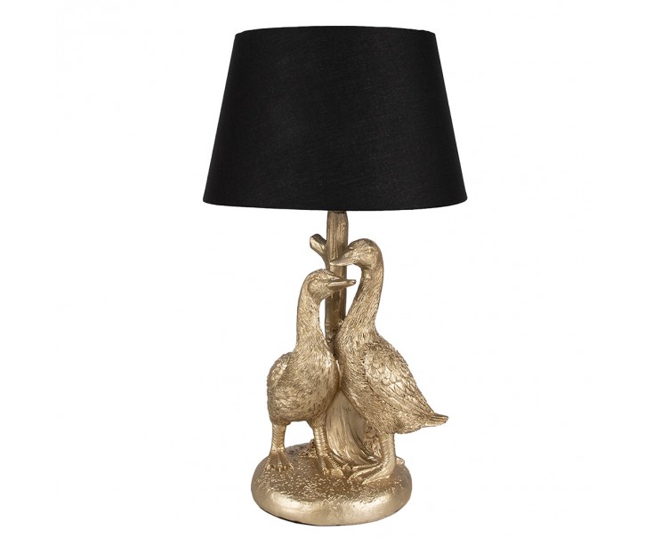Zlatá stolní lampa s husami a černým stínidlem Duck - Ø 20*37 cm E27/max 1*40W
