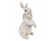 Bílá antik dekorace králík s květy kolem krku - 12*9*20 cm