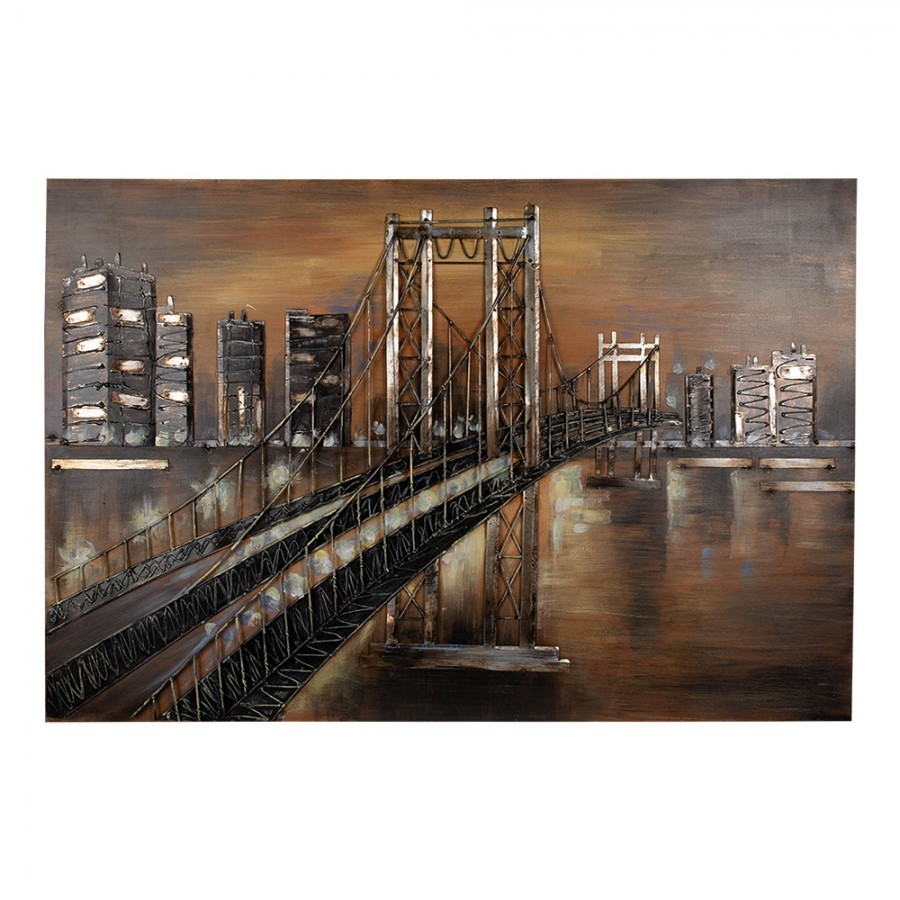 3D hnědý kovový obraz Golden Gate San Francisco - 120*5*80 cm