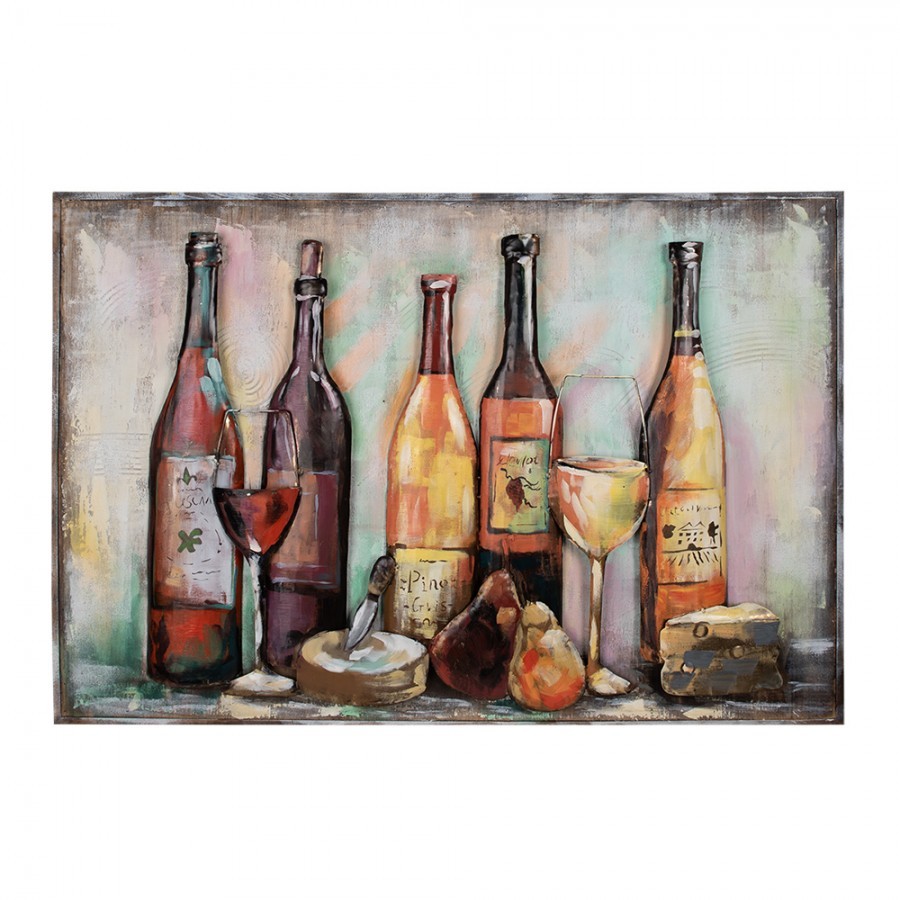 3D kovový obraz s láhvemi vína Wine Bottle - 120*6*80 cm