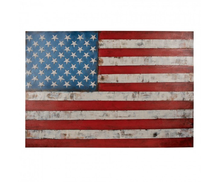 3D dřevěno-kovový obraz vlajka USA - 97*3*66 cm