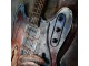 3D hnědo-modrý kovový obraz s kytarou Iron Guitar - 60*4*90 cm