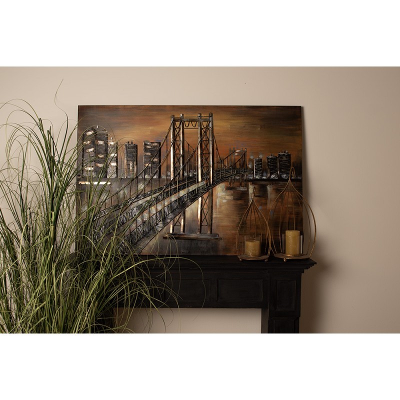 3D hnědý kovový obraz Golden Gate San Francisco - 120*5*80 cm