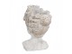 Šedý antik cementový květináč hlava ženy s květy S - 14*14*22 cm