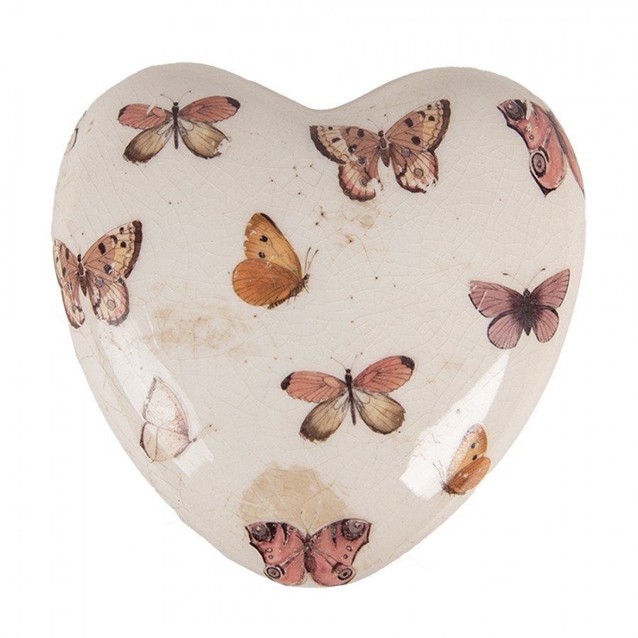 Dekorace srdce s motýlky Butterfly Paradise L - 10*10*4 cm Clayre & Eef