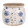 Béžový keramický obal na květináč s modrými růžemi Blue Rose M - Ø 16*13 cmBarva: Béžová antik, modráMateriál: keramikaHmotnost: 0,82 kg