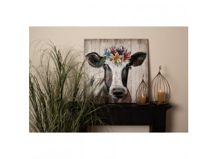 3D kovovo-dřevěný obraz kráva Iron Cow - 80*5*80 cm