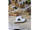 Hnědo-bílá dřevěná dekorace závěsné srdce - 10*1,5*11,5 cm