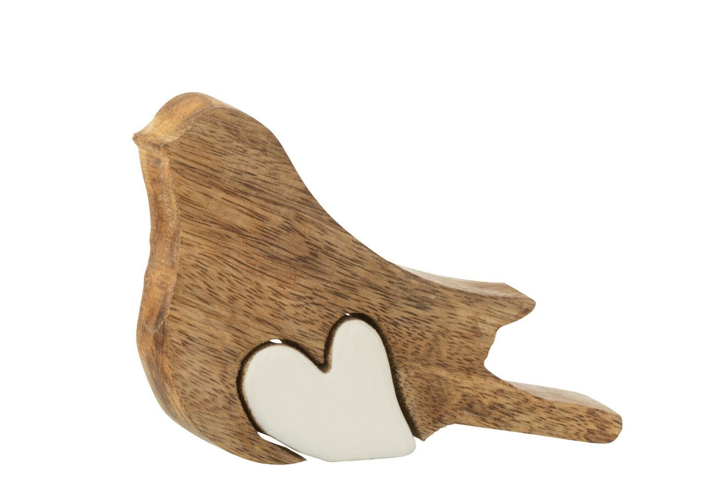 Dřevěná dekorace ptáček se srdíčkem - 14*2,5*9 cm J-Line by Jolipa