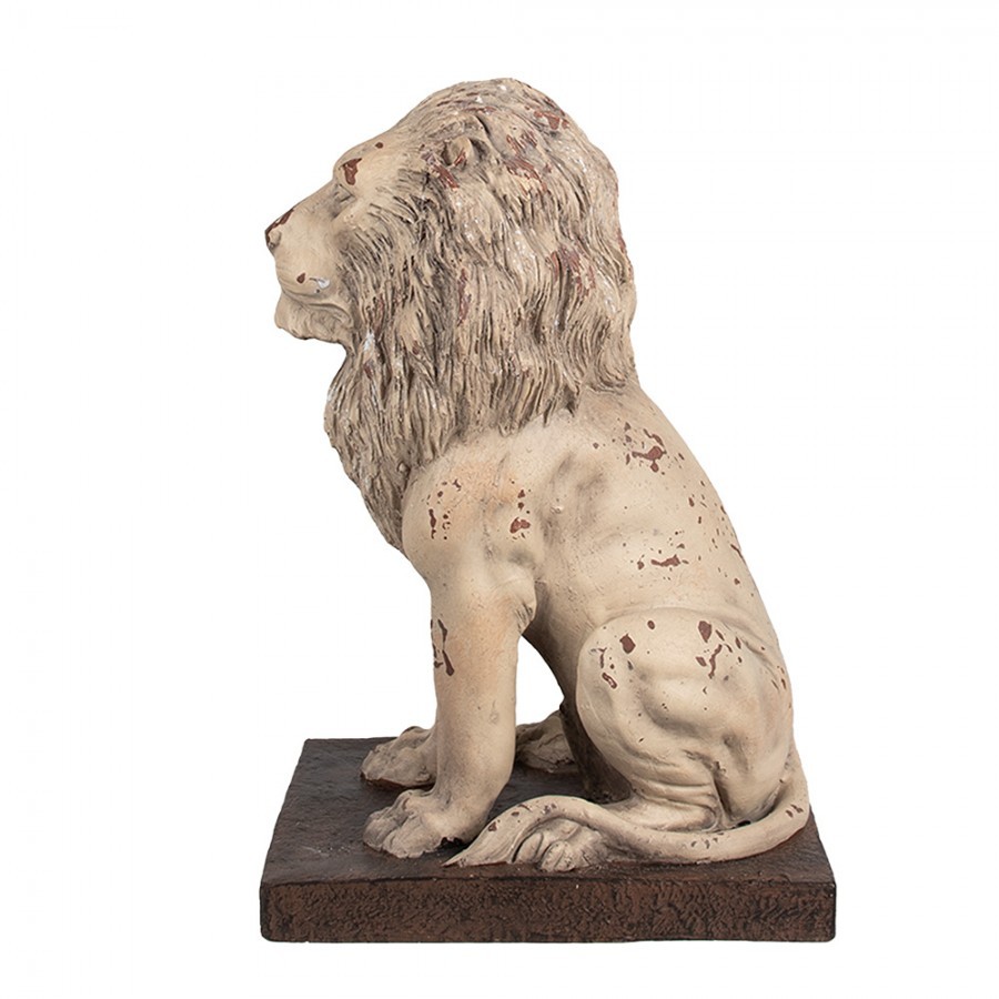 Béžová antik dekorativní socha lev Lion - 30*23*45 cm