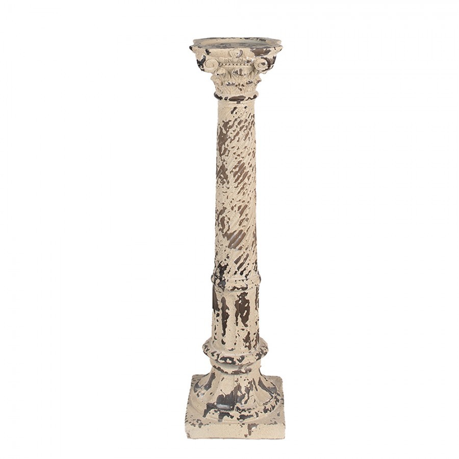 Béžovo - hnědý vysoký svícen antický sloup - 16*16*63 cm Clayre & Eef