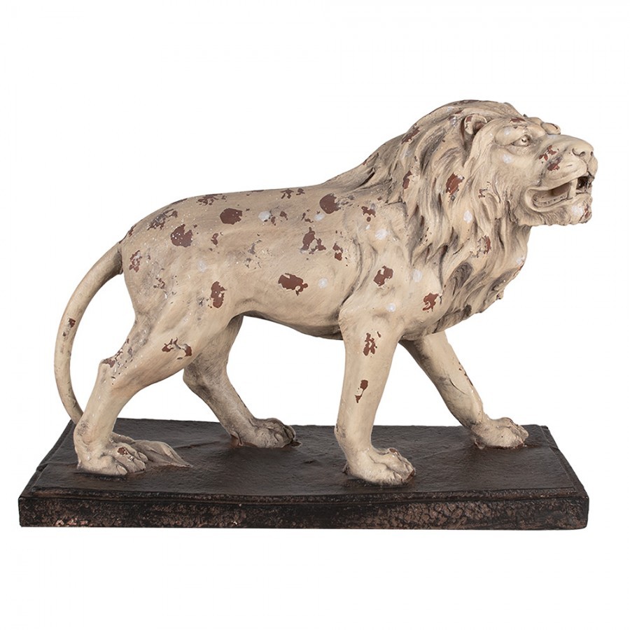 Levně Béžová antik dekorativní socha lev Lion - 55*23*40 cm 5MG0030