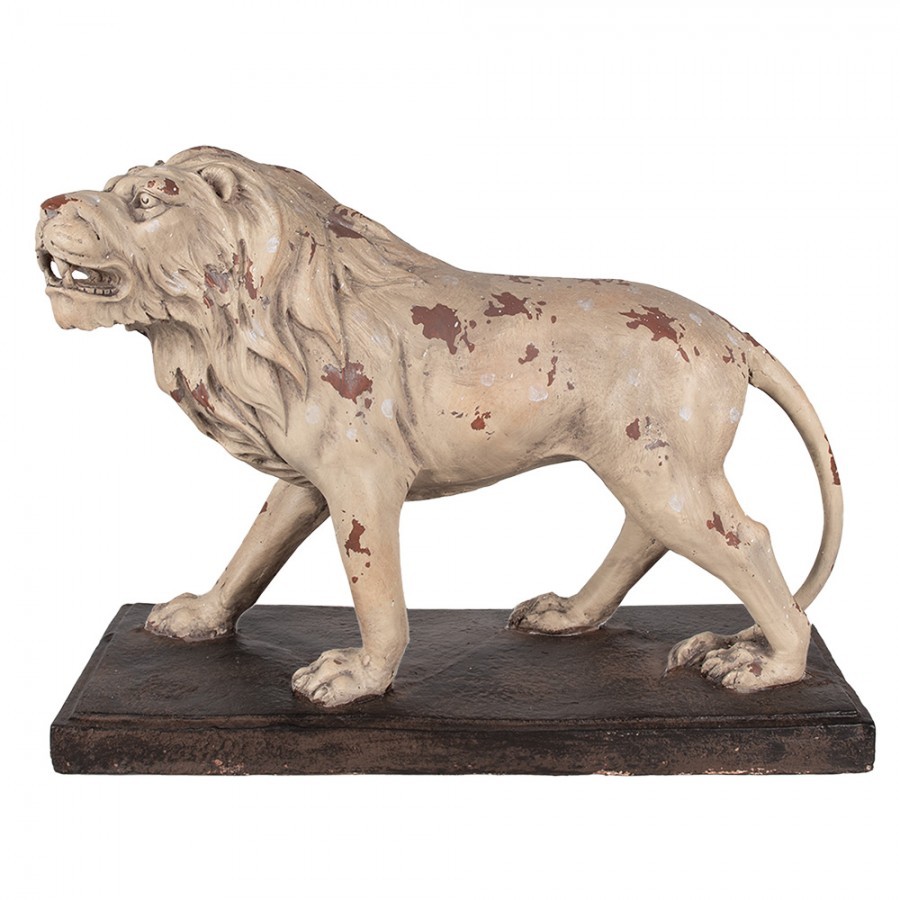 Levně Béžová antik dekorativní socha lev Lion - 55*23*40 cm 5MG0029