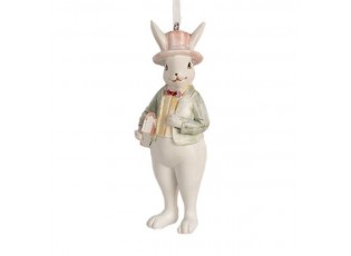 Závěsná ozdobná dekorace králík v saku s knihou - 4*4*10 cm