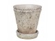 Béžový antik cementový květináč s miskou Provencal S - Ø 13*14 cm