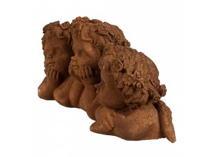 Dekorativní rezavá figurka 3 hlavy anděla - 26*9*12 cm